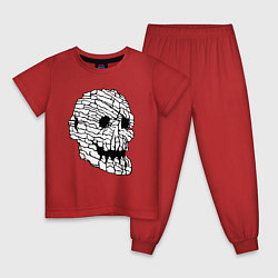 Пижама хлопковая детская Каменный скелет, цвет: красный