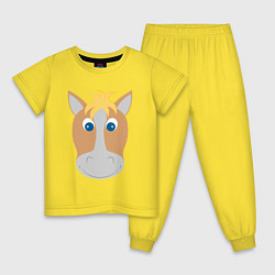 Пижама хлопковая детская Мордашка лошадки, цвет: желтый