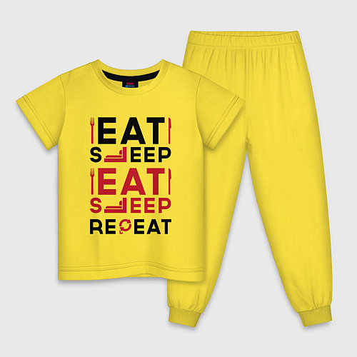 Детская пижама Надпись: eat sleep S T A L K E R repeat / Желтый – фото 1