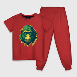 Пижама хлопковая детская Обезьяна голова гориллы, цвет: красный