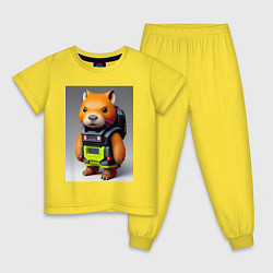 Пижама хлопковая детская Baby capybara - cyberpunk - neural network, цвет: желтый