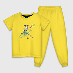 Пижама хлопковая детская Судзумэ бежит по Японии, цвет: желтый