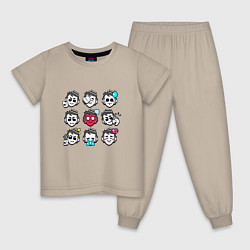 Пижама хлопковая детская Значки на Грейя Пины Бравл Старс Gray, цвет: миндальный