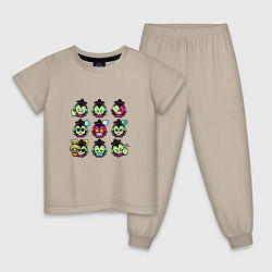 Пижама хлопковая детская Значки на Виллоу Пины Бравл Старс Willow, цвет: миндальный
