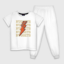 Пижама хлопковая детская Nuggets lightning, цвет: белый