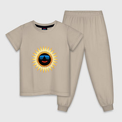 Пижама хлопковая детская Солнце в очках, цвет: миндальный