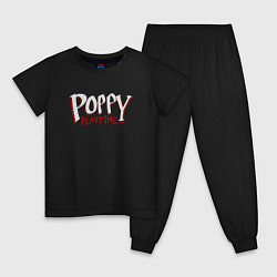 Пижама хлопковая детская Poppy Playtime лого, цвет: черный