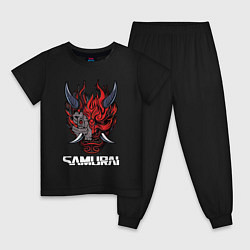 Пижама хлопковая детская Samurai logo, цвет: черный