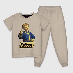 Пижама хлопковая детская Real vault boy, цвет: миндальный