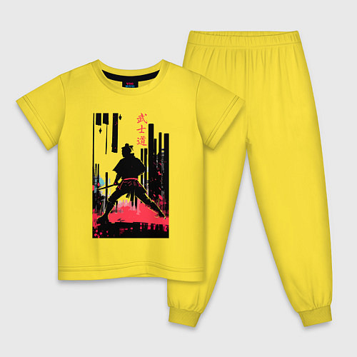 Детская пижама Бусидо - кодекс самурая - путь война / Желтый – фото 1