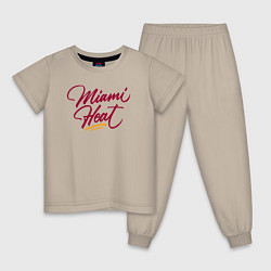 Пижама хлопковая детская Miami Heat fan, цвет: миндальный