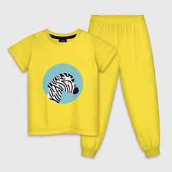 Пижама хлопковая детская Зебра в кругу, цвет: желтый