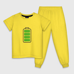 Пижама хлопковая детская Полностью заряженная батарейка, цвет: желтый