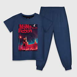 Пижама хлопковая детская MoMo - зомби-апокалипсис на Красной площади в Моск, цвет: тёмно-синий