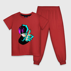 Пижама хлопковая детская Неоновый моб психо, цвет: красный