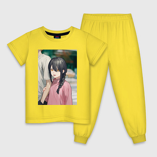 Детская пижама Наюта с денджи - человек бензопила / Желтый – фото 1