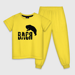 Пижама хлопковая детская Вася и медведь, цвет: желтый