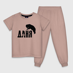 Пижама хлопковая детская Даня и медведь, цвет: пыльно-розовый