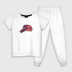 Пижама хлопковая детская Мозг в противогазе, цвет: белый