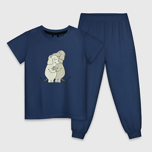 Детская пижама Обнимашки слонов / Тёмно-синий – фото 1