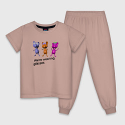 Пижама хлопковая детская Мыши носят очки, цвет: пыльно-розовый