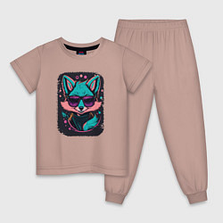 Пижама хлопковая детская Sweet Little Fox, цвет: пыльно-розовый