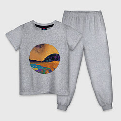 Пижама хлопковая детская Пейзаж в стиле Густава Климта, абстракция, цвет: меланж