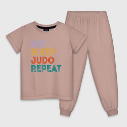 Пижама хлопковая детская Еда сон дзюдо, цвет: пыльно-розовый