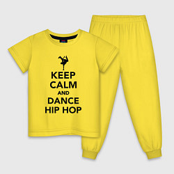 Пижама хлопковая детская Keep calm and dance hip hop, цвет: желтый