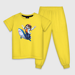 Пижама хлопковая детская День рождения Чуанли, цвет: желтый