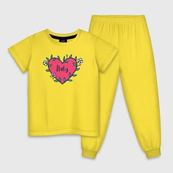 Пижама хлопковая детская Italy heart, цвет: желтый