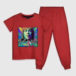 Пижама хлопковая детская Brian Jones Glitch Modern Art, цвет: красный