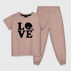 Пижама хлопковая детская Люблю пинг-понг, цвет: пыльно-розовый