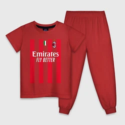 Пижама хлопковая детская Рафаэль Леао ФК Милан форма 2223 домашняя, цвет: красный