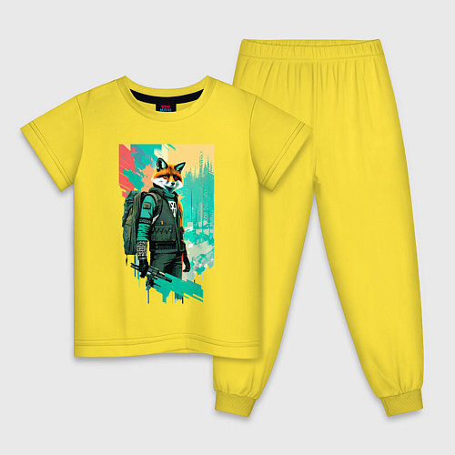 Детская пижама Лис-геолог - нейросеть / Желтый – фото 1