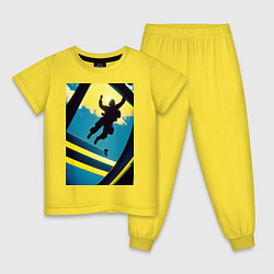 Пижама хлопковая детская Два парашютиста, цвет: желтый