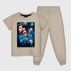 Пижама хлопковая детская Хвича Кварацхелия Наполи, цвет: миндальный