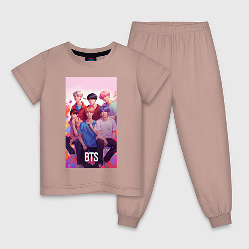 Детская пижама BTS art anime style / Пыльно-розовый – фото 1