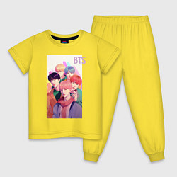 Пижама хлопковая детская Kpop BTS art, цвет: желтый