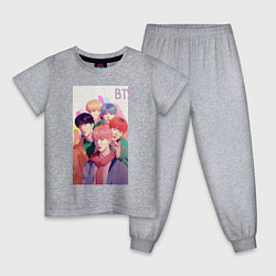 Пижама хлопковая детская Kpop BTS art, цвет: меланж