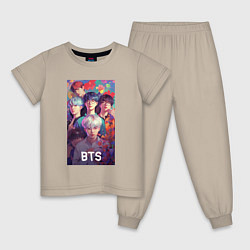 Пижама хлопковая детская BTS anime kpop, цвет: миндальный