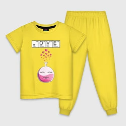 Пижама хлопковая детская Химия любви - для нее, цвет: желтый