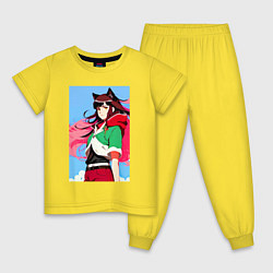 Пижама хлопковая детская Wolf girl - neural network - anime, цвет: желтый