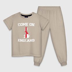 Пижама хлопковая детская Come on England, цвет: миндальный