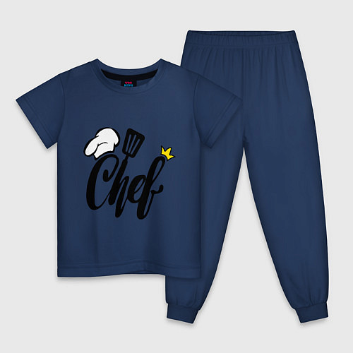 Детская пижама Надпись - шеф повар / Тёмно-синий – фото 1
