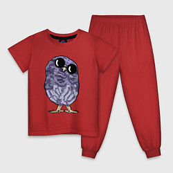 Пижама хлопковая детская Крутой совёнок, цвет: красный