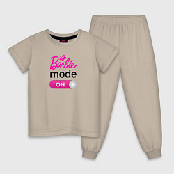 Пижама хлопковая детская Барби мод, цвет: миндальный