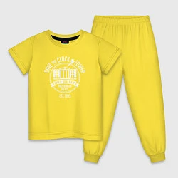 Пижама хлопковая детская Hill Valley clocks, цвет: желтый