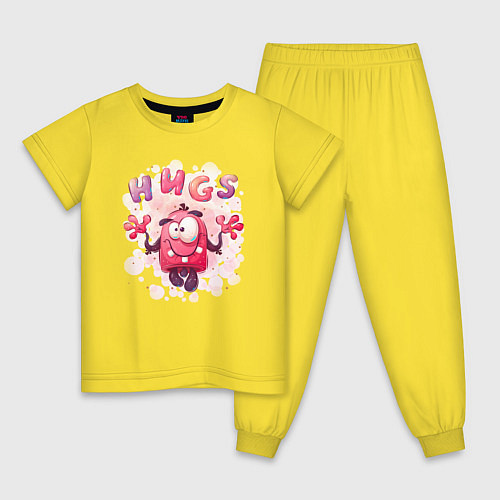 Детская пижама Милый монстр любит обниматься / Желтый – фото 1