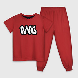 Пижама хлопковая детская NYC graffiti, цвет: красный